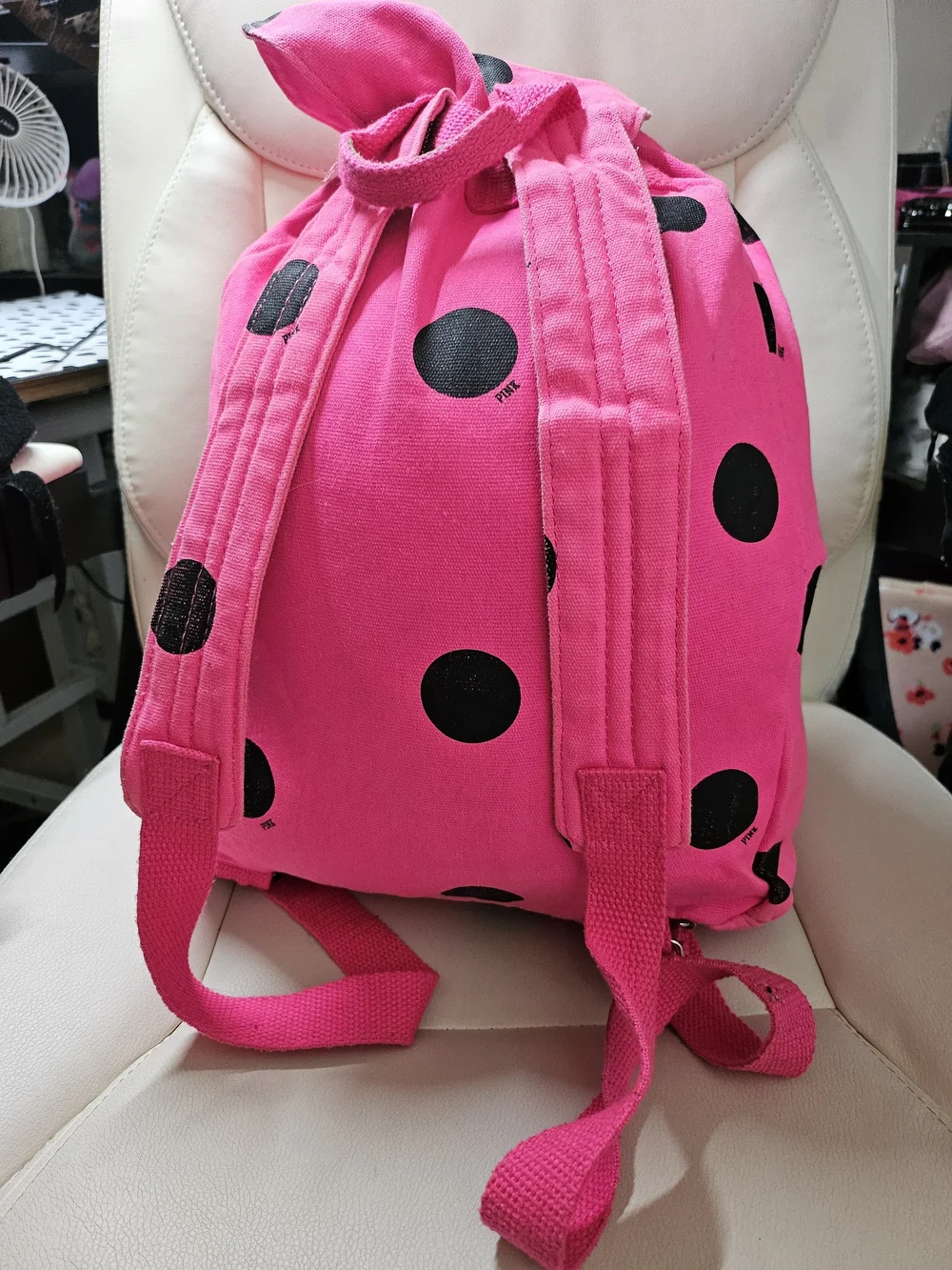 PINK Victoria's Secret Hot Pink Polka Dot Backpack